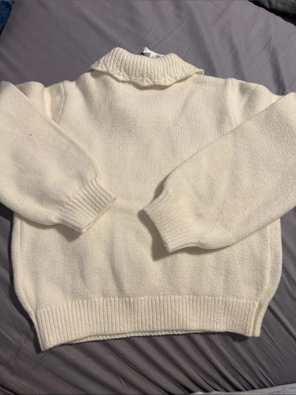 GAP Cream Cable-Knit Sweater with Peter Pan Collar